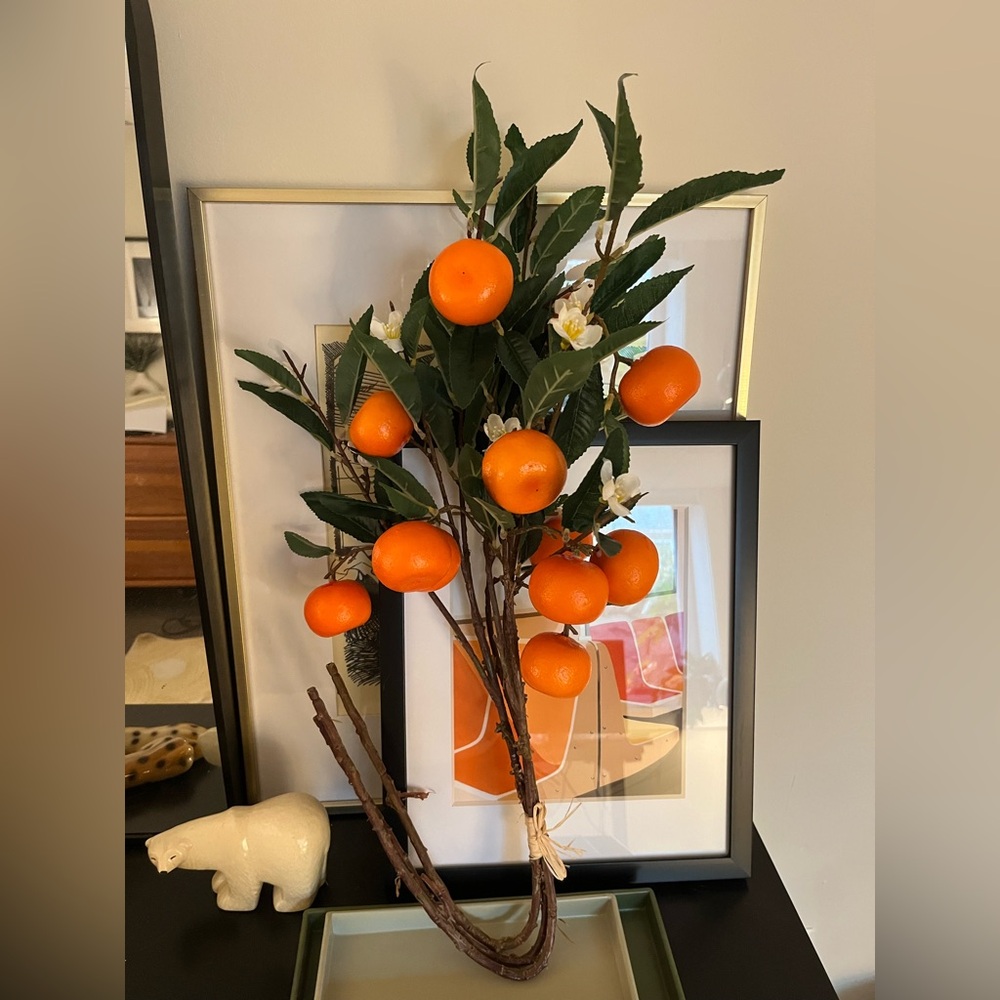 High End Artificial Orange Tree Branch with Green Leaves